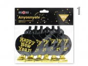 Trombita anyósnyelv Happy New Year arany/ezüst 6db 13cm 651952 2f